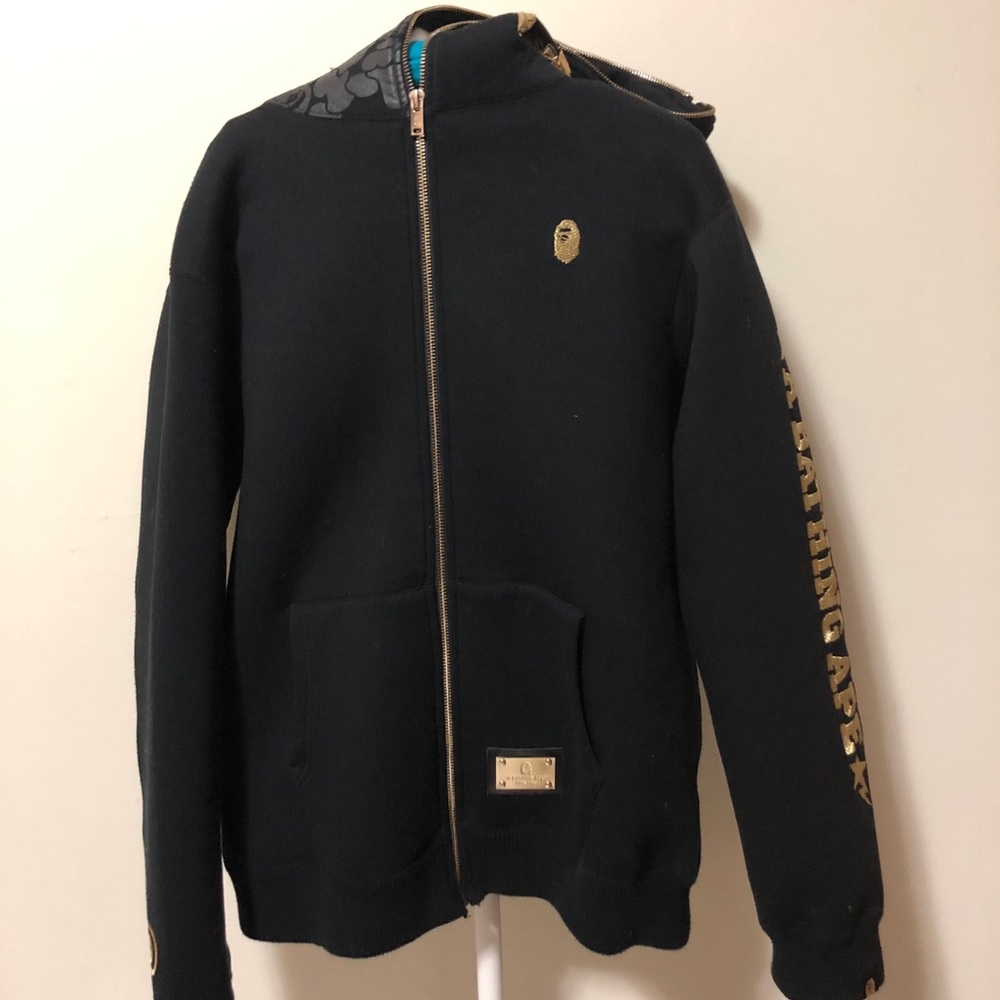 SOLD Bape x Travis Scott Black & Gold Shark Hoodie